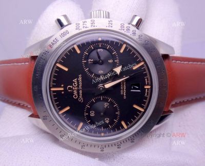 Omega Seamaster Swiss 9300 Watch / SS Black & Red Leather Strap